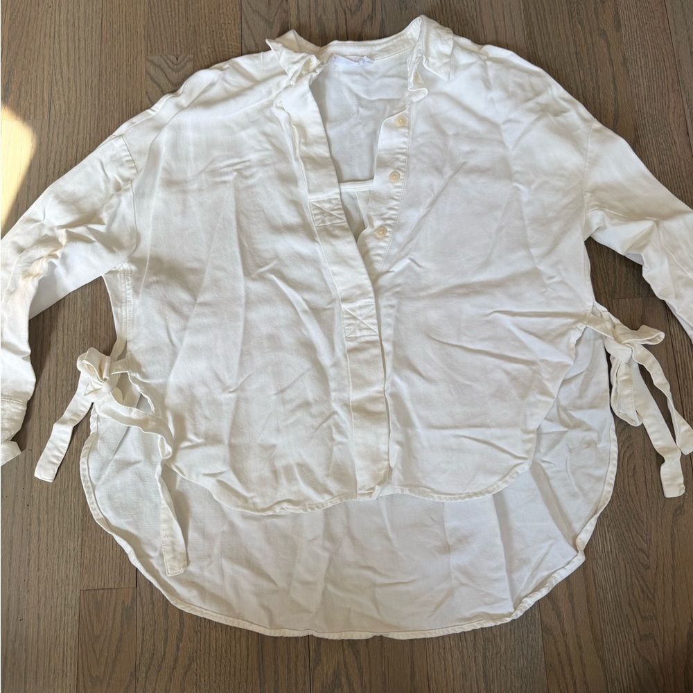 Mango White Button-Up Blouse With Ties XS - Picture 4 of 7